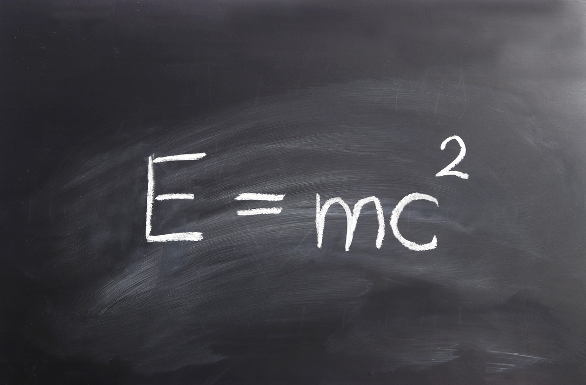 Einstein formula written on a blackborad